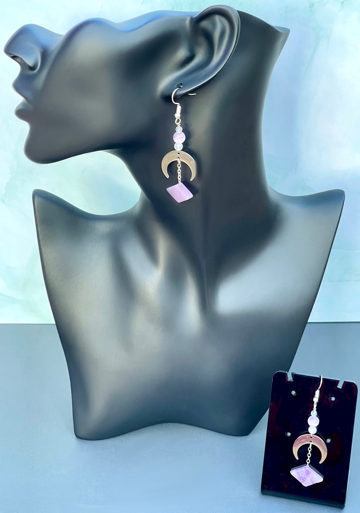 Lepidolite Moon Earrings