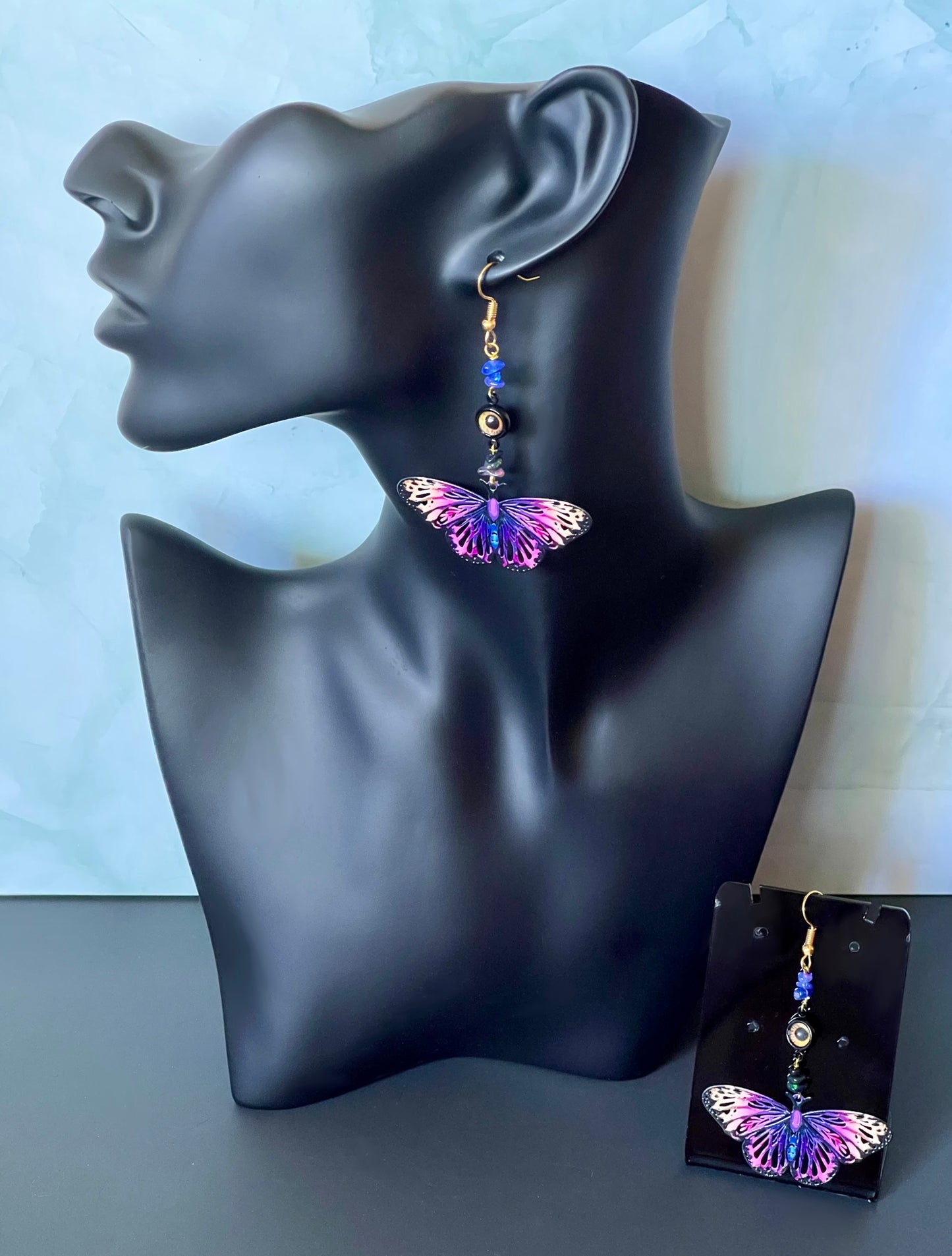 Butterfly and Tiny Eye Earrings