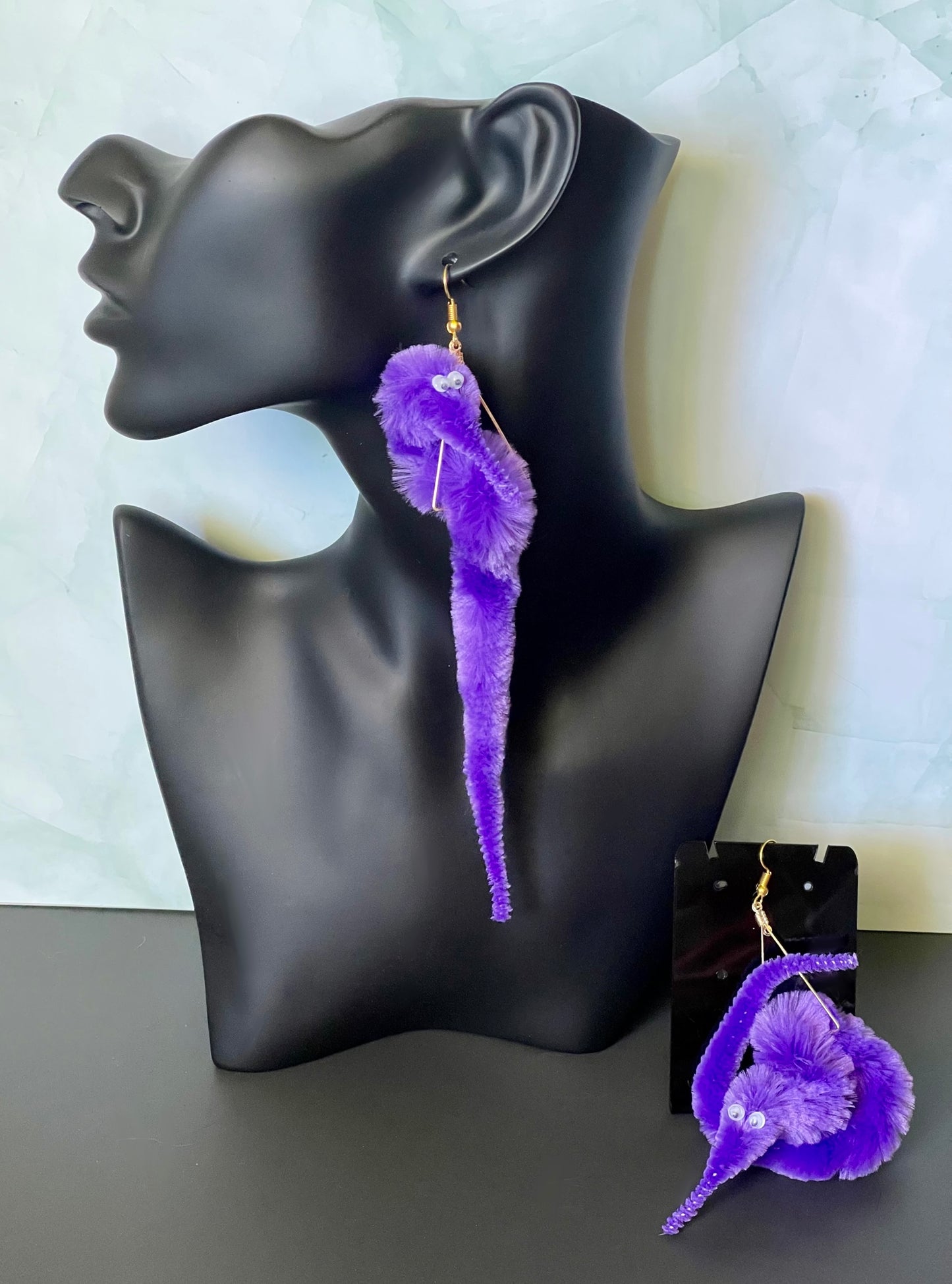 Purple Worm Earrings