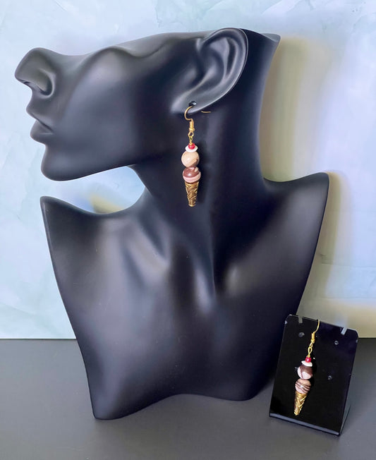 "Fudge Swirl" Stone Ice Cream Earrings