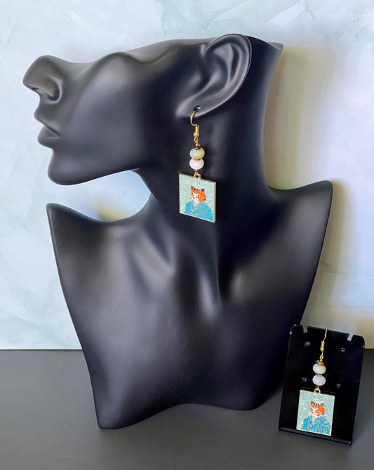 Snazzy Cat Painting Earrings