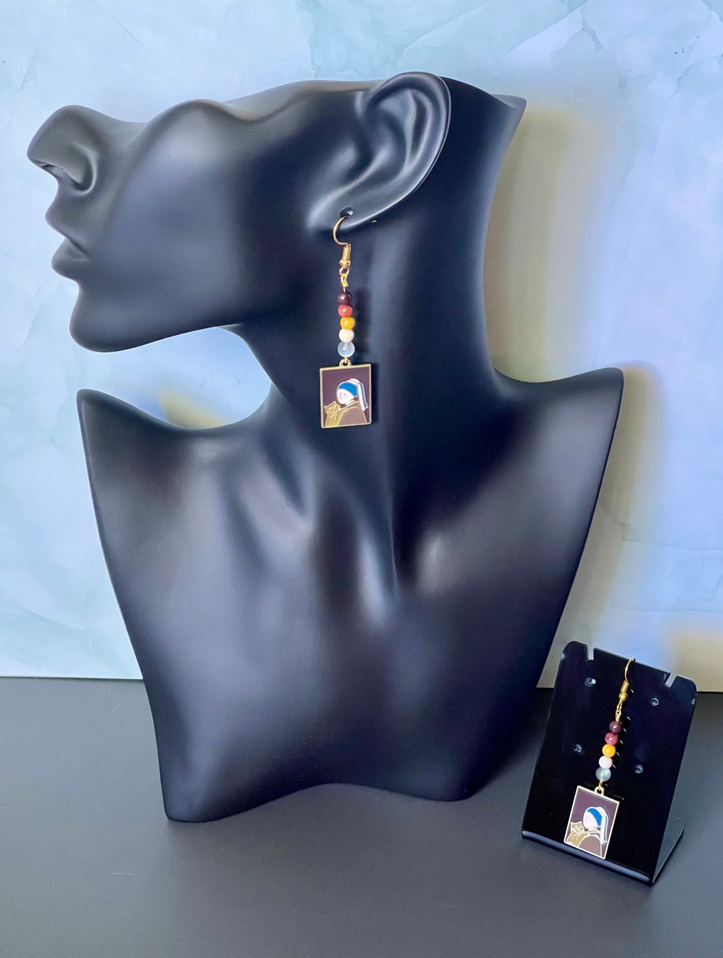 Girl & Cat Painting Earrings