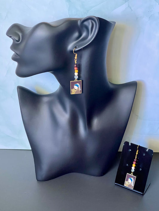 Girl & Cat Painting Earrings