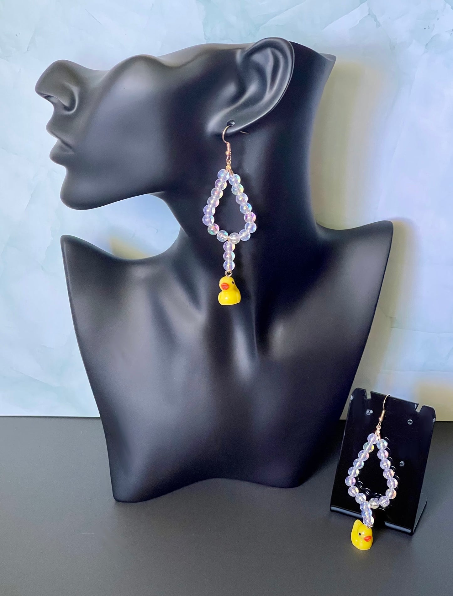 Bubbles & Duckies Teardrop Hoop Earrings