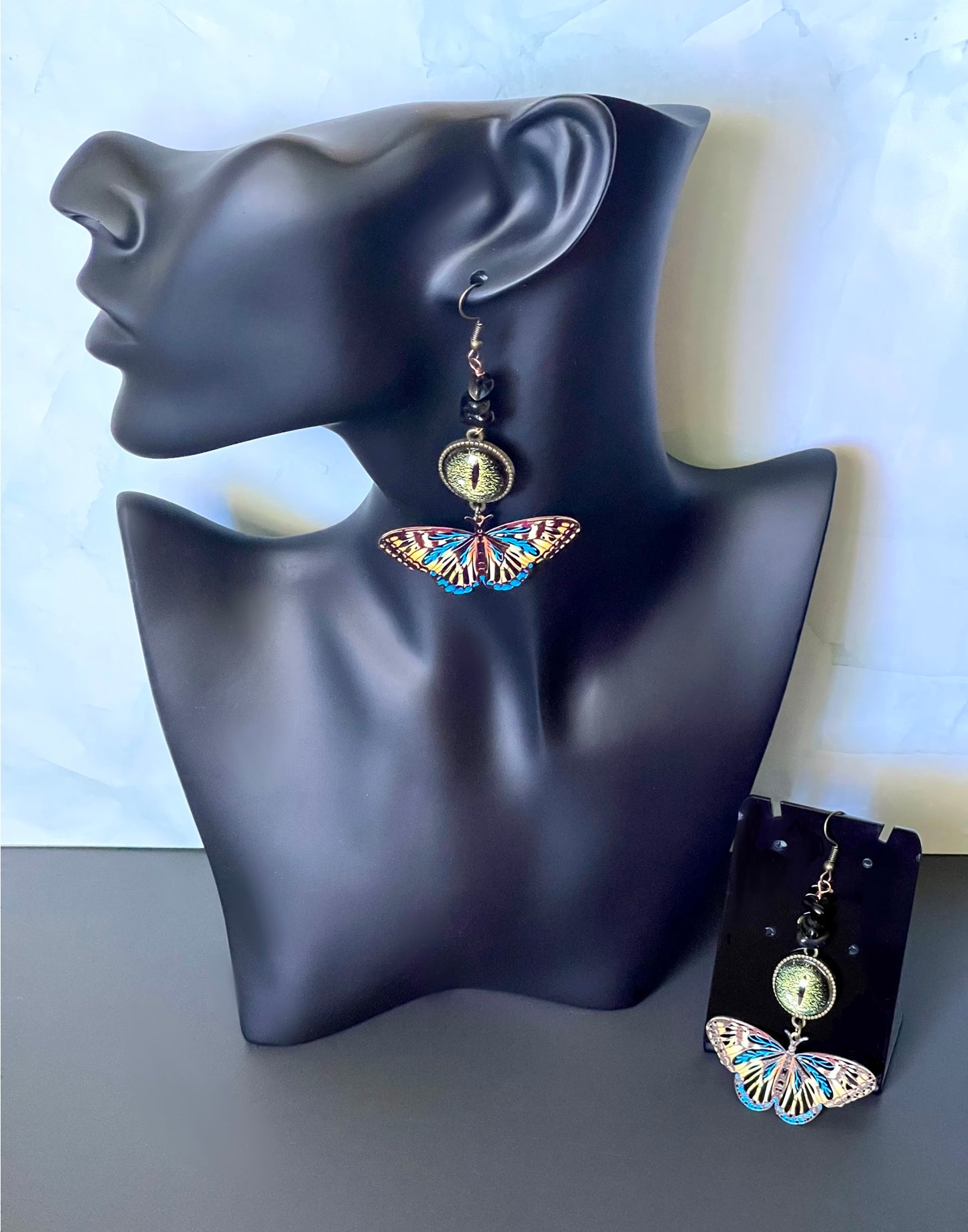 Witchy Butterfly & Alligator Eye Earrings