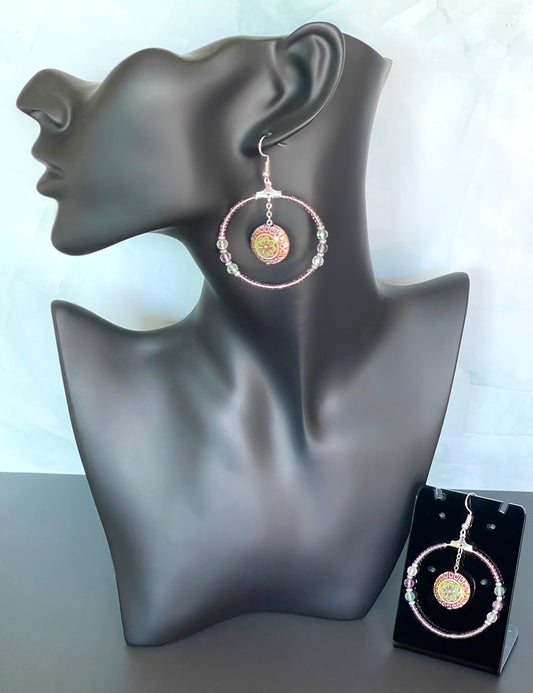 Color Changing Daisy Bead Hoop Earrings