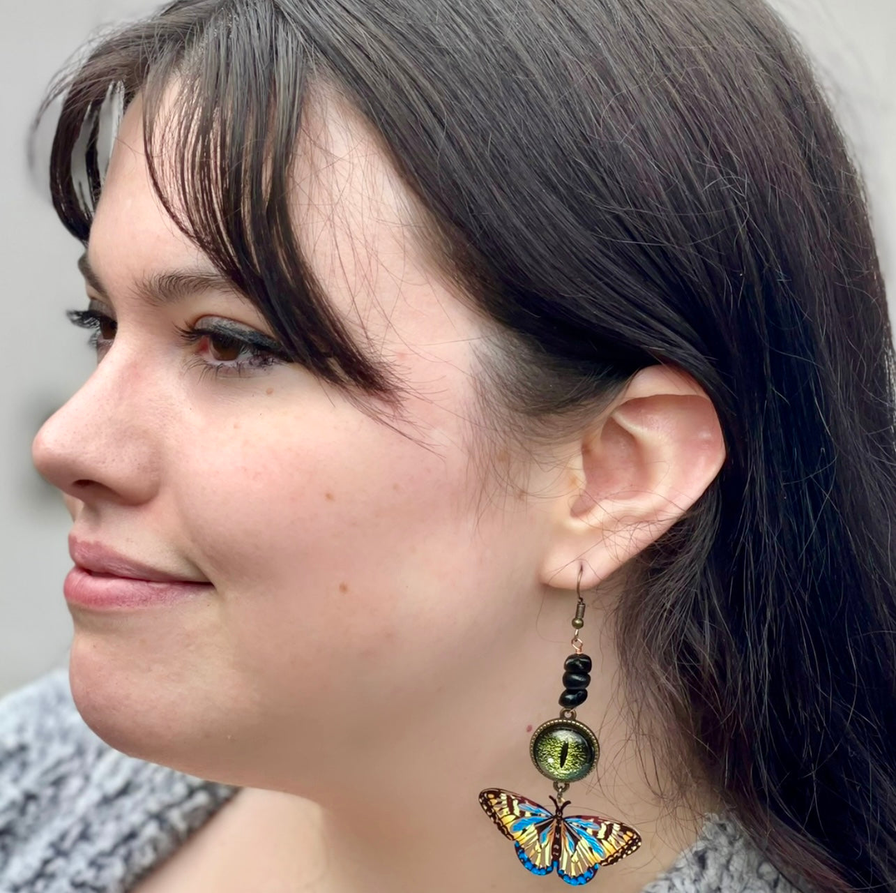 Witchy Butterfly & Alligator Eye Earrings