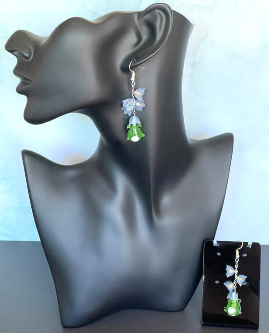 Frog Flower Hat Earrings